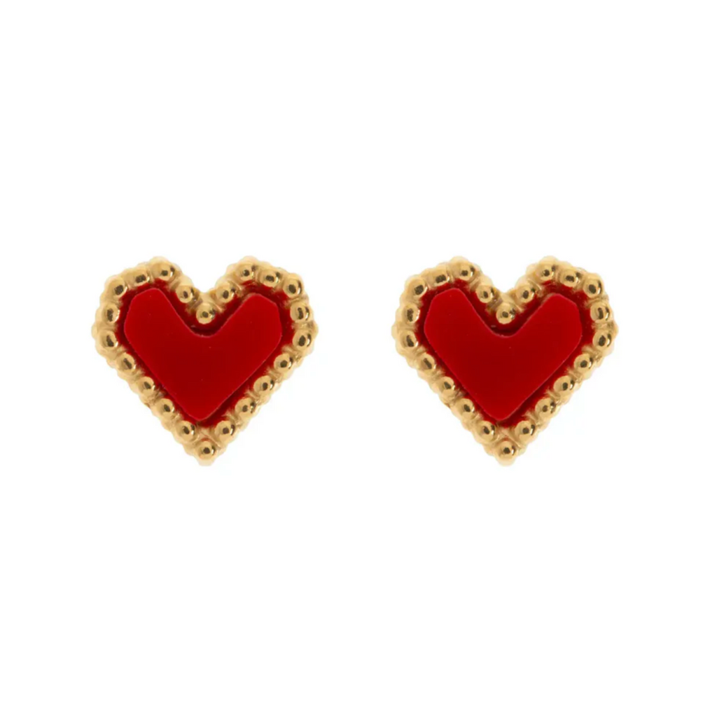 Sarah Red Heart Stud Earring