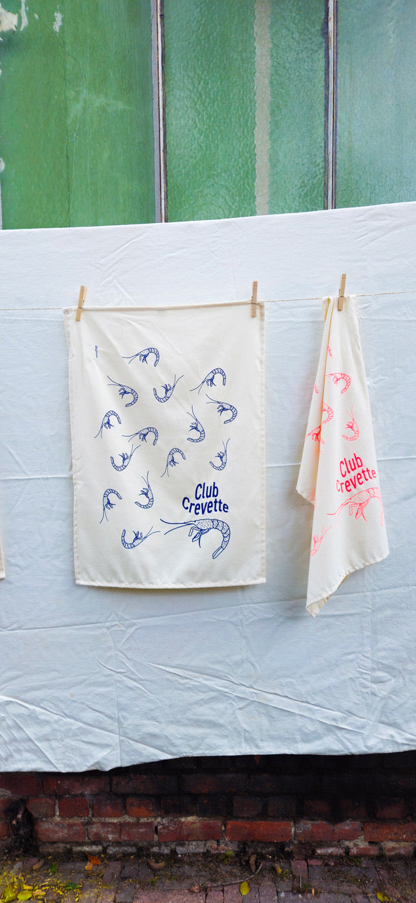Theedoek Club Crevette Blauw