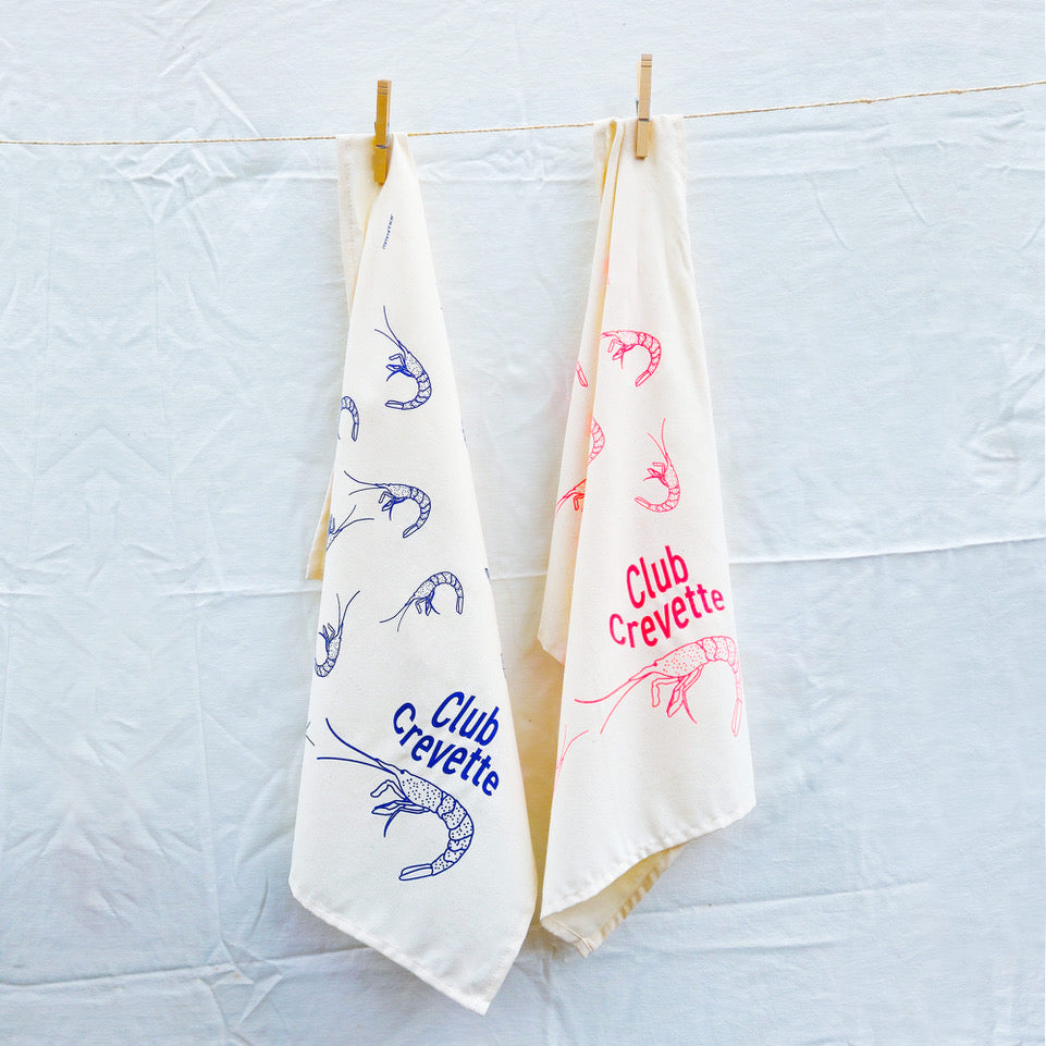 Theedoek Club Crevette Blauw