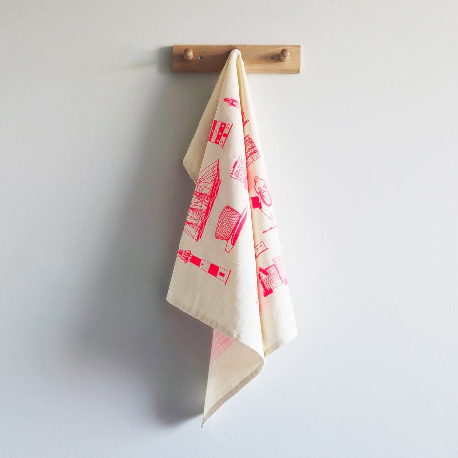 Theedoek Iconen Belgische Kust Oranje