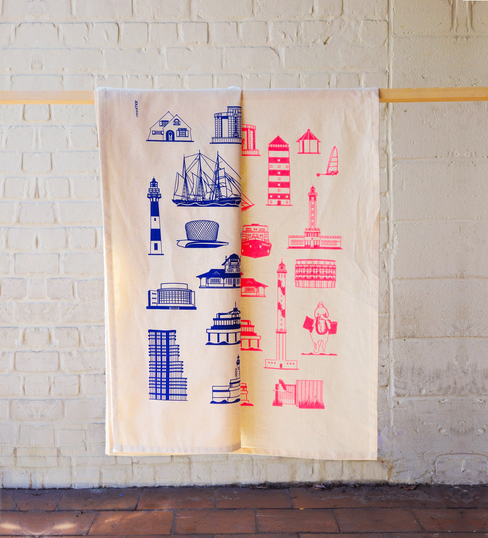 Theedoek Iconen Belgische Kust Oranje