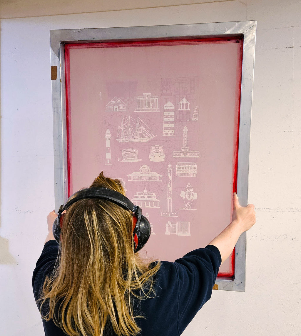 Theedoek Iconen Belgische Kust Oranje