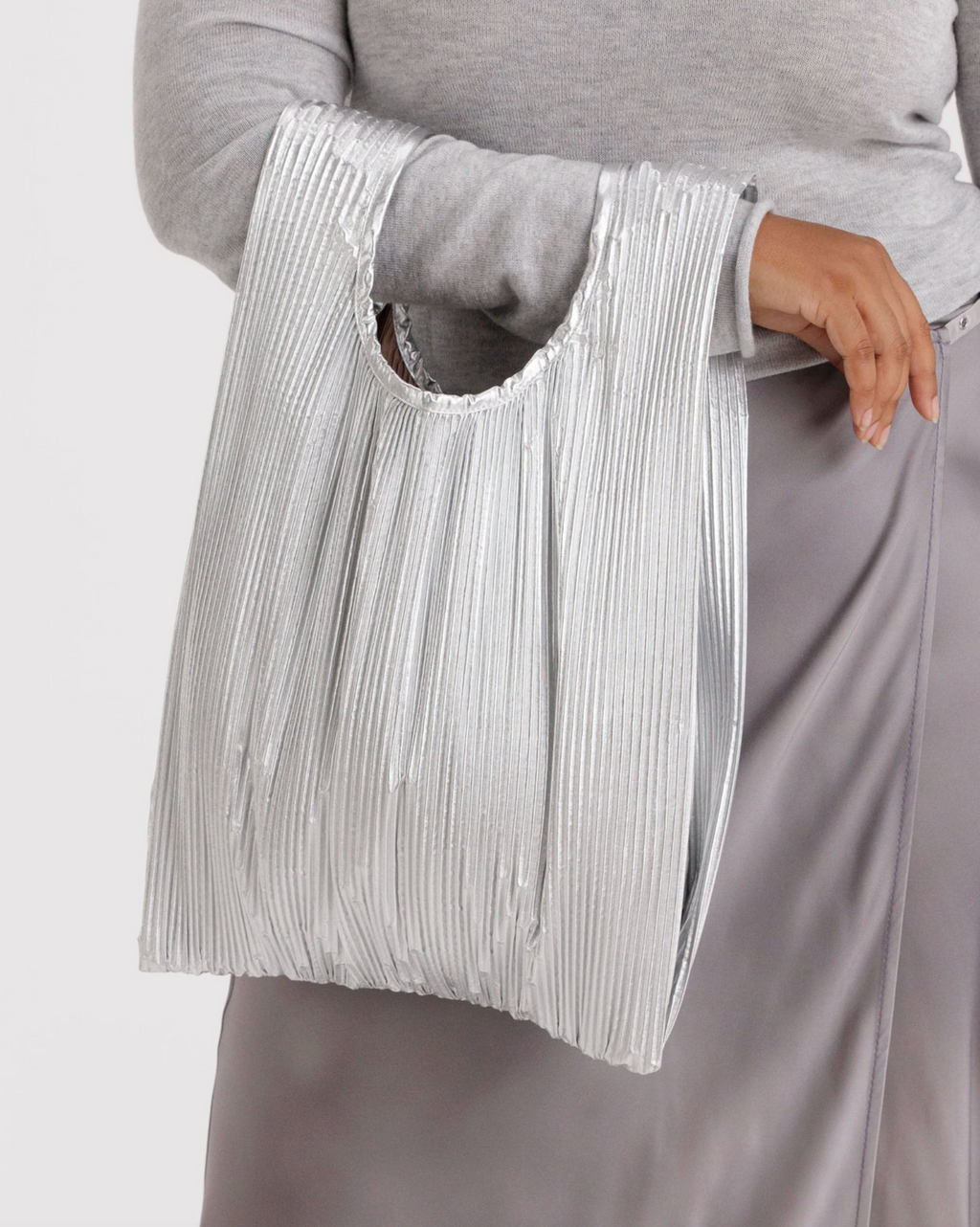 Pleated Baggu Chrome Metallic