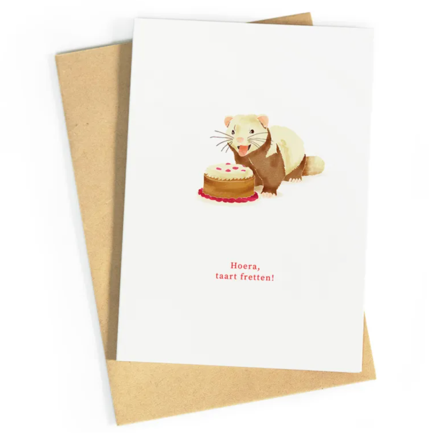 Hoera, Taart Fretten Wenskaart