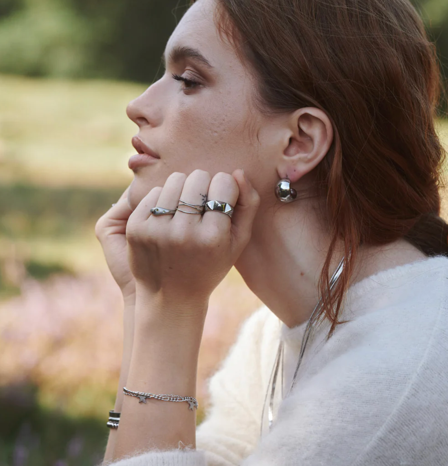 Selena Chunky Stud Earrings Silver