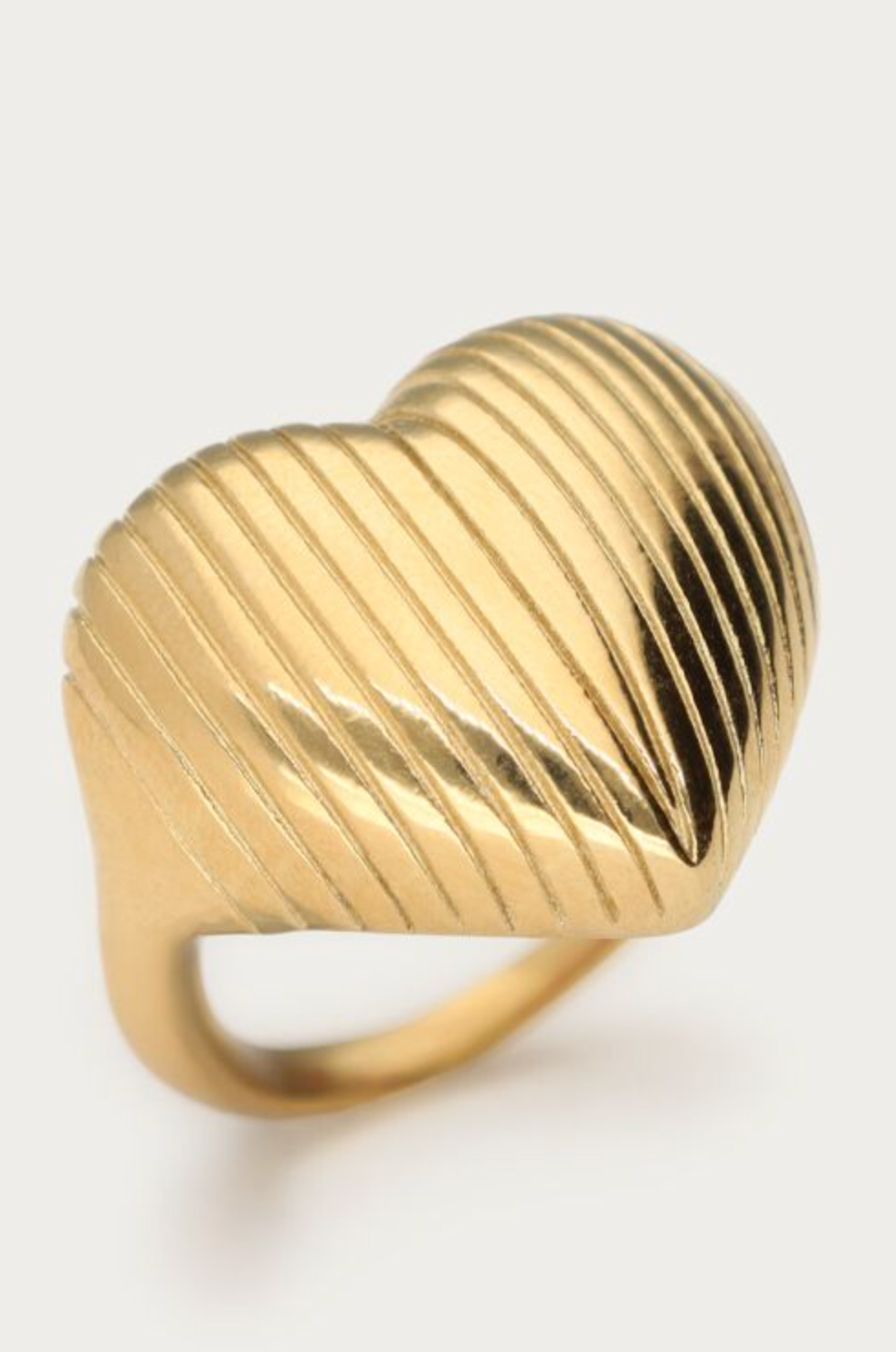 Stripe Heart Ring Goud