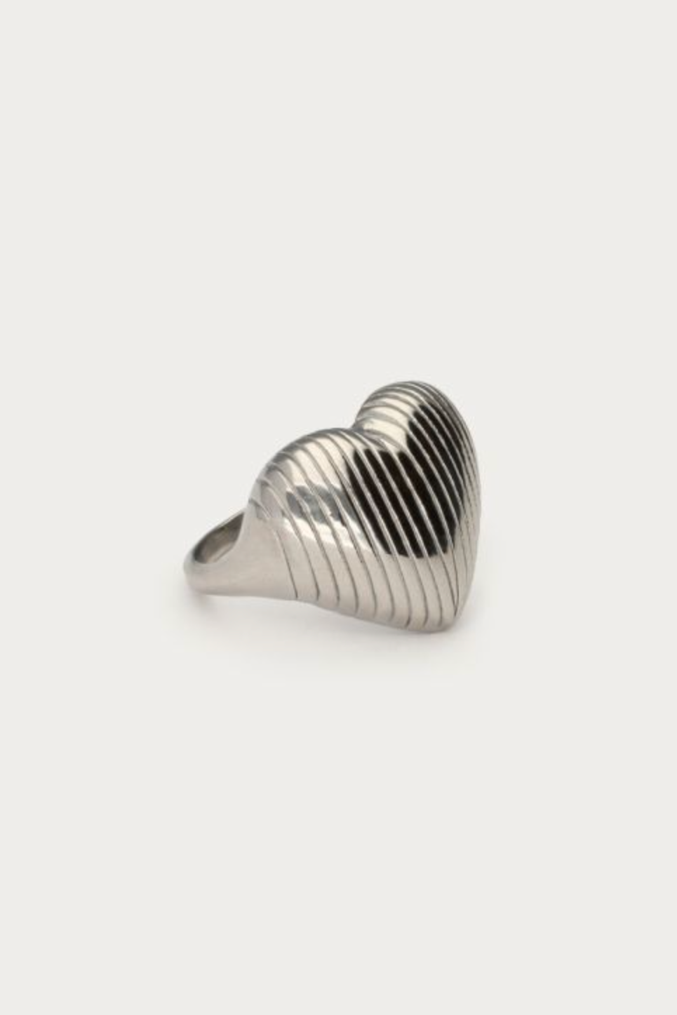 Stripe Heart Ring Zilver