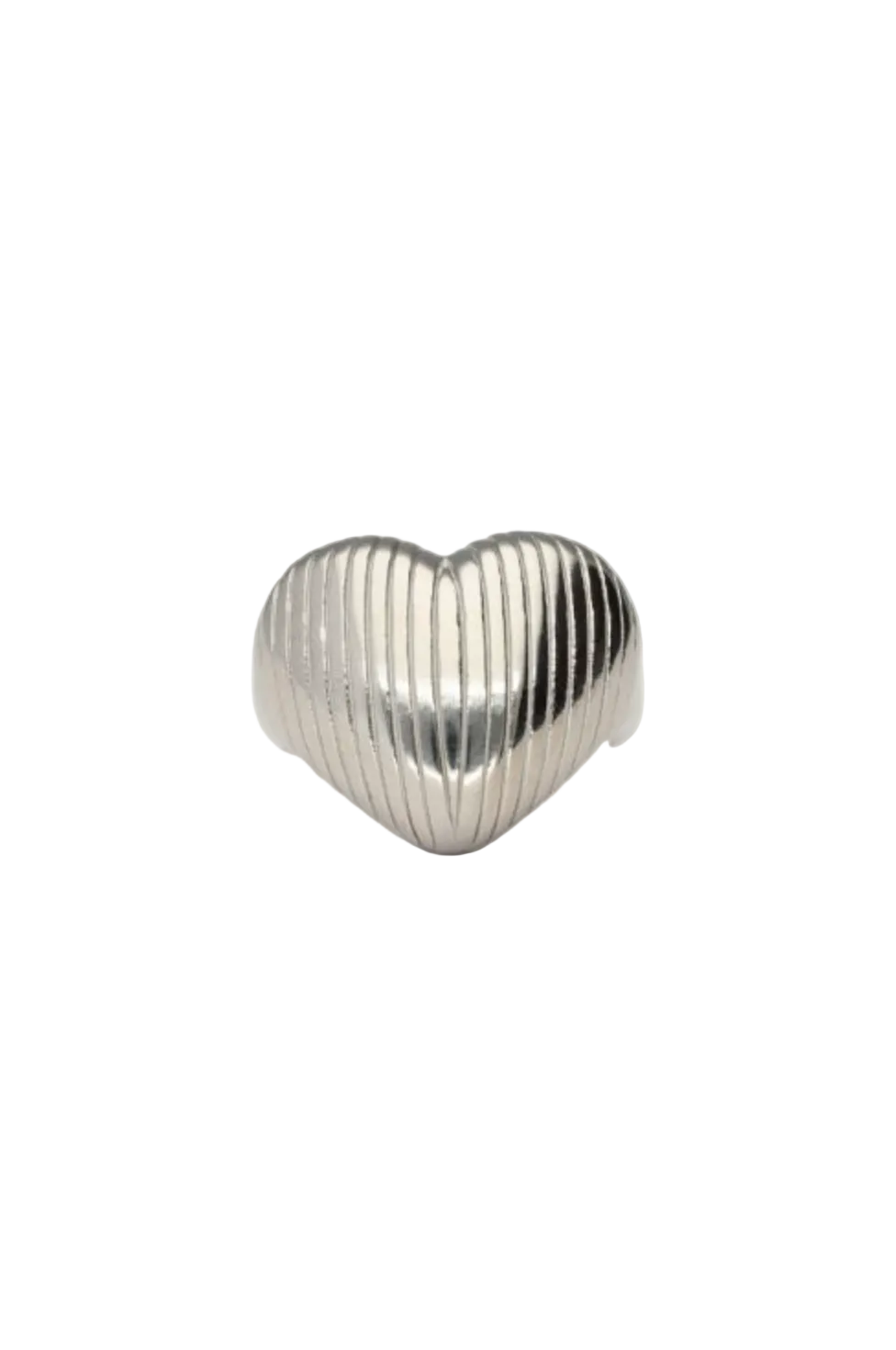 Stripe Heart Ring Zilver