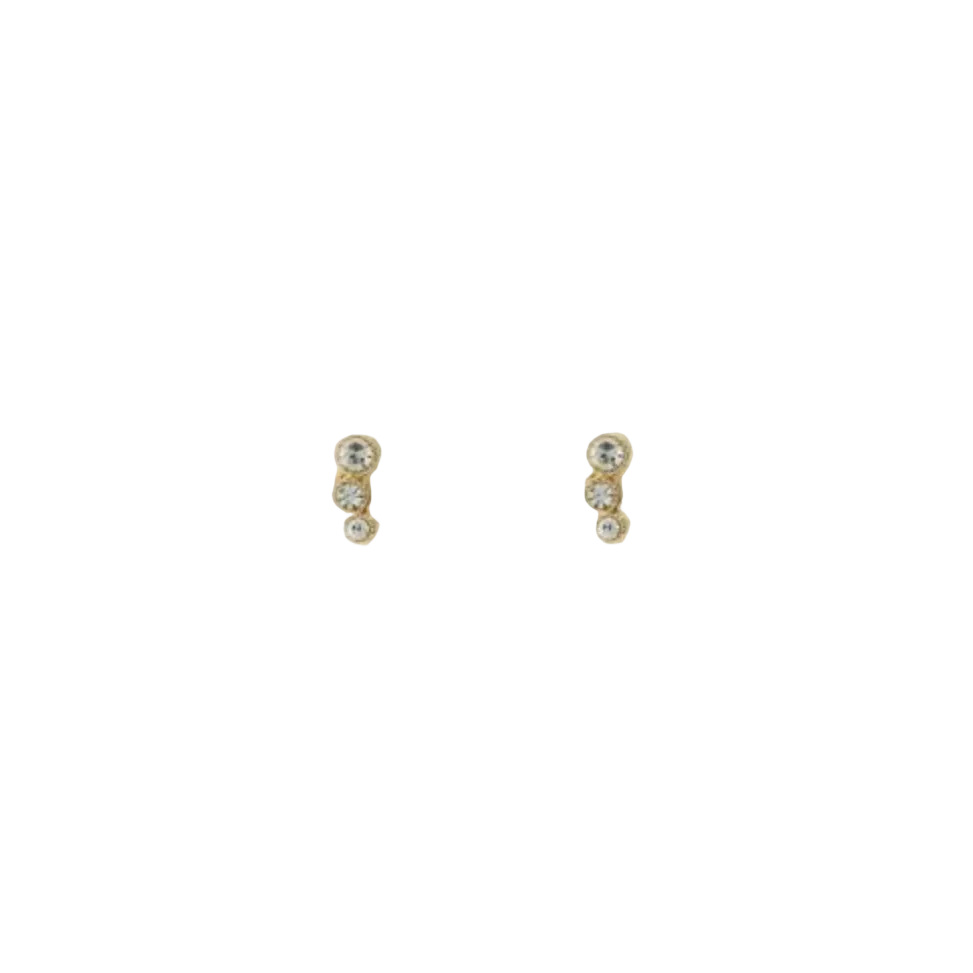 Triple Strass Studs Goud Set
