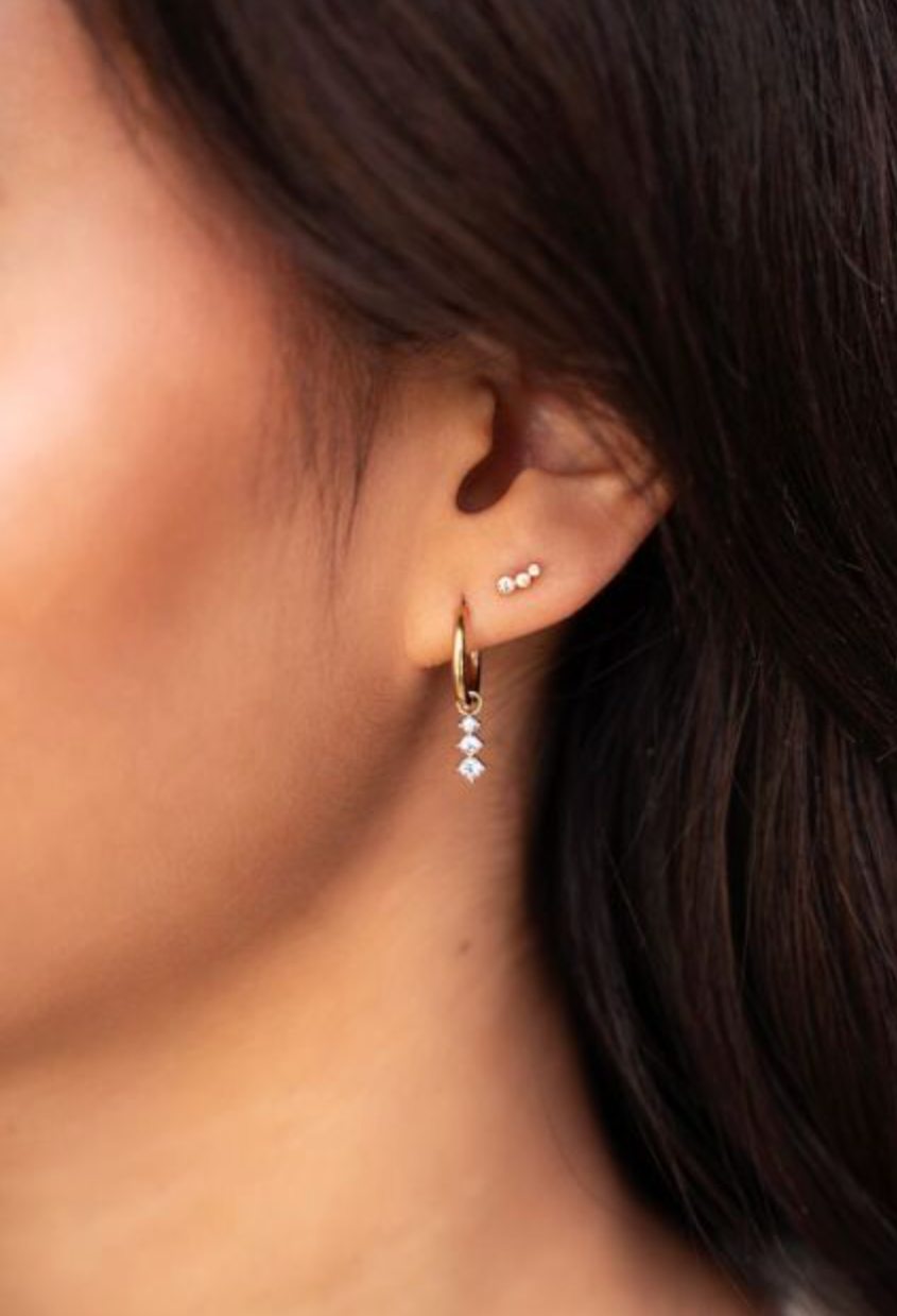 Triple Strass Studs Goud Set