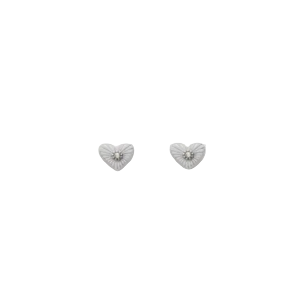 Stone Heart Studs Zilver