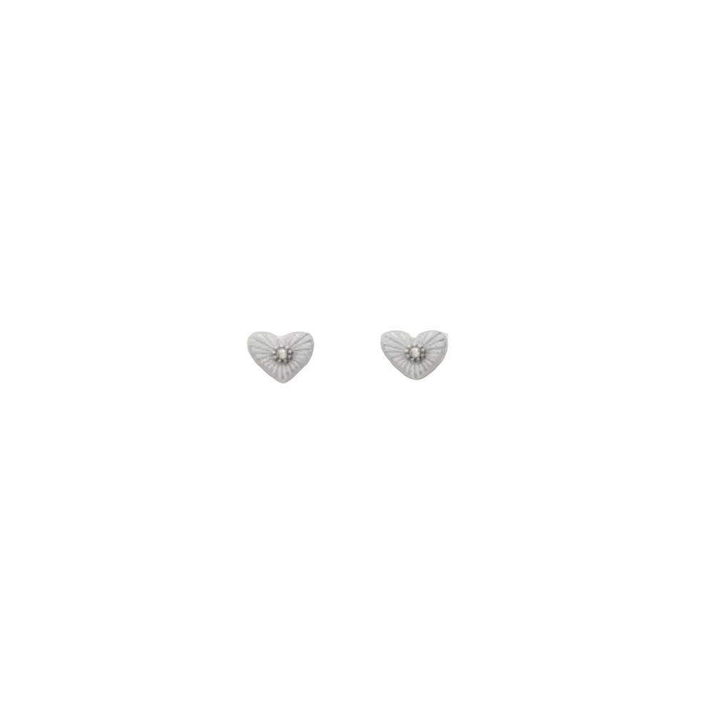 Stone Heart Studs Zilver