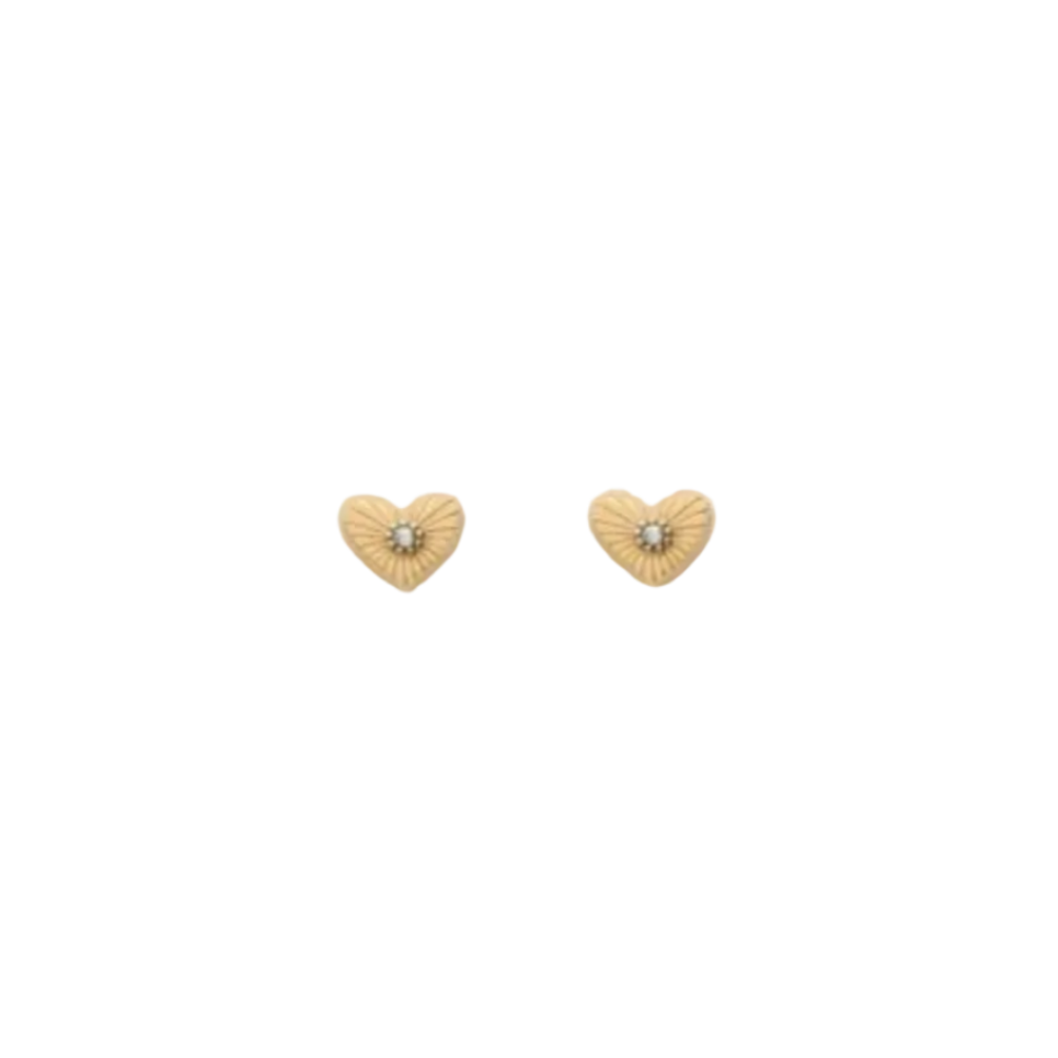 Stone Heart Studs Goud Set