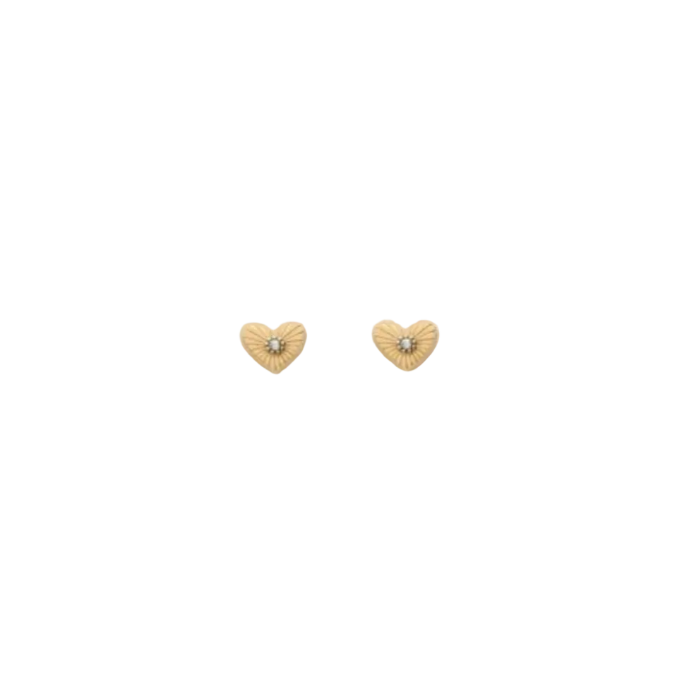 Stone Heart Studs Goud Set