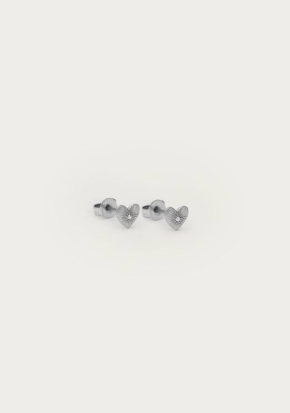 Stone Heart Studs Zilver
