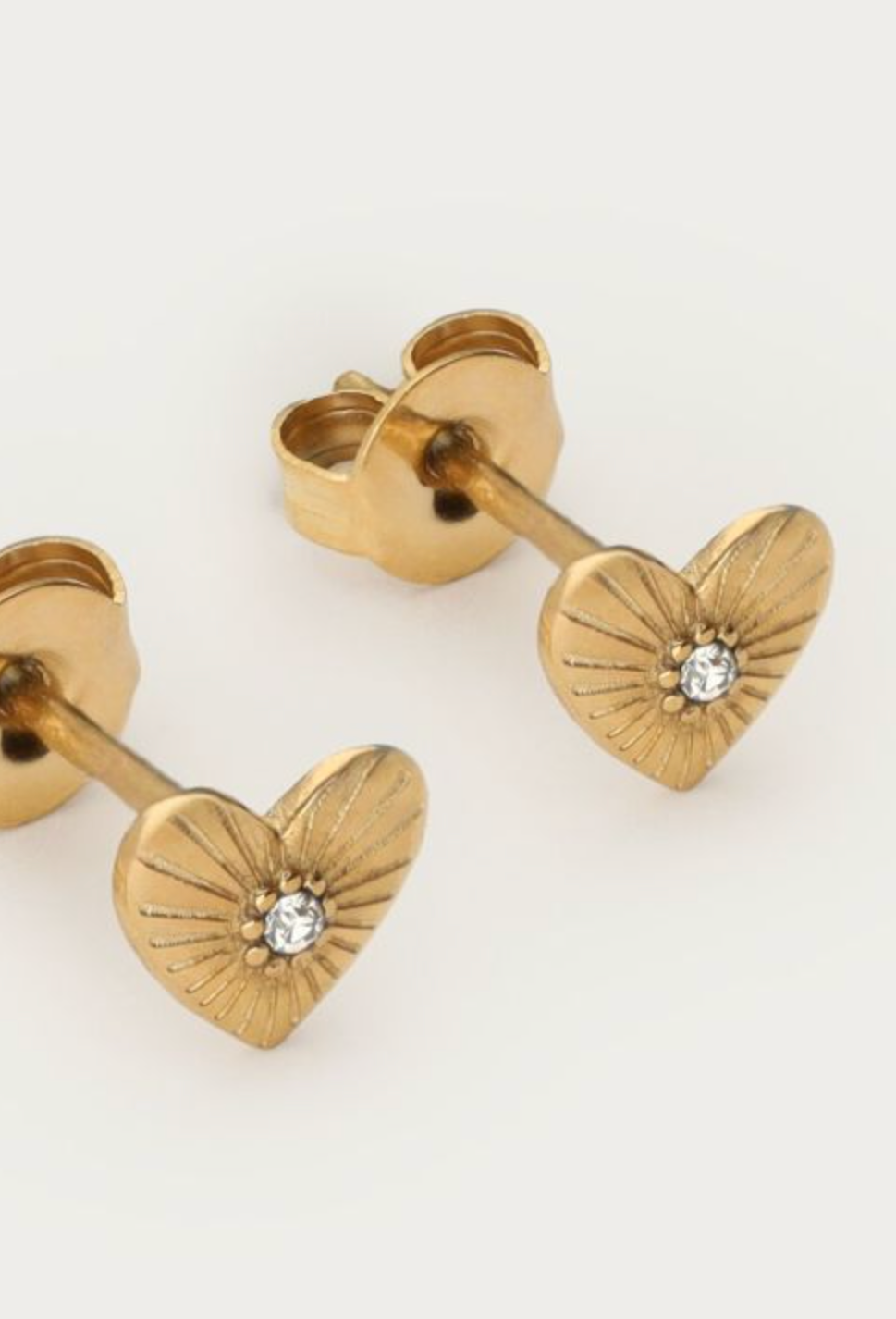 Stone Heart Studs Goud Set