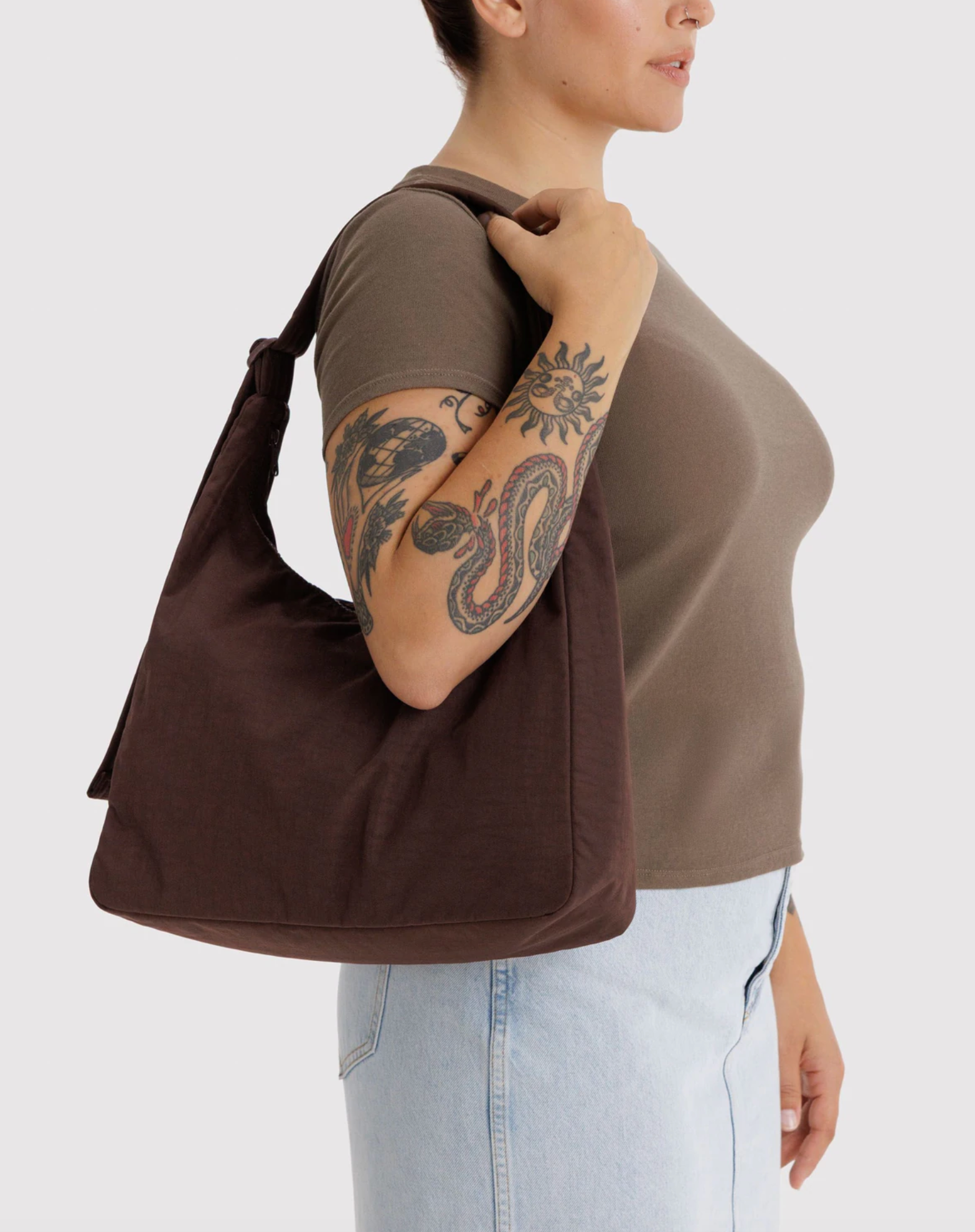Nylon Shoulder Bag Coffee