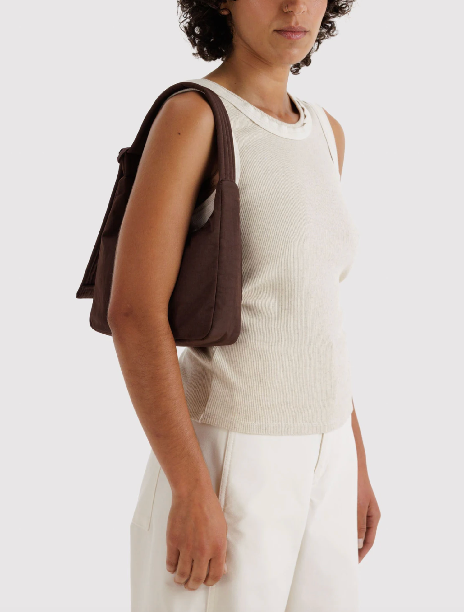 Nylon Schoudertas Mini Coffee