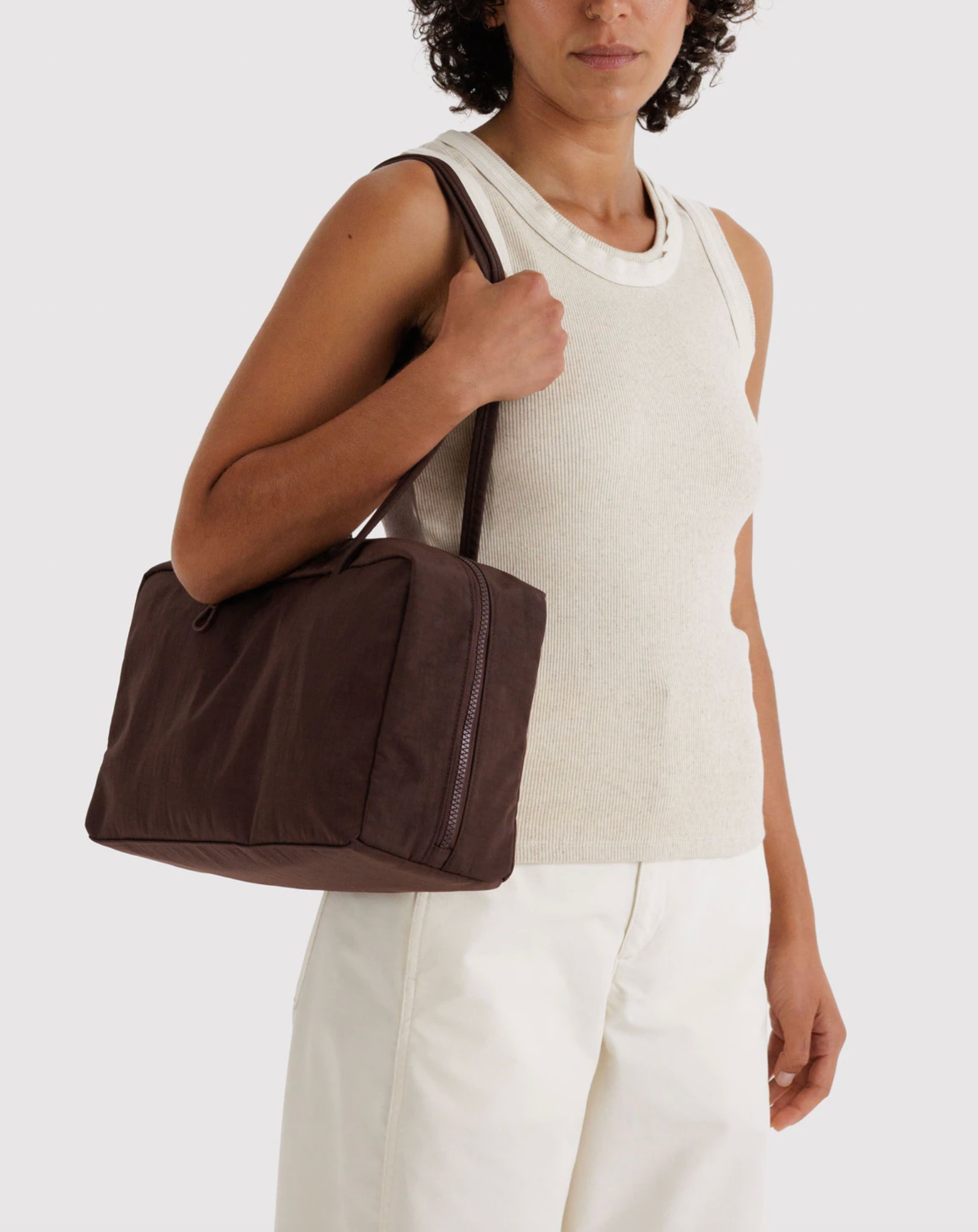 Nylon Bowler Bag M Coffee