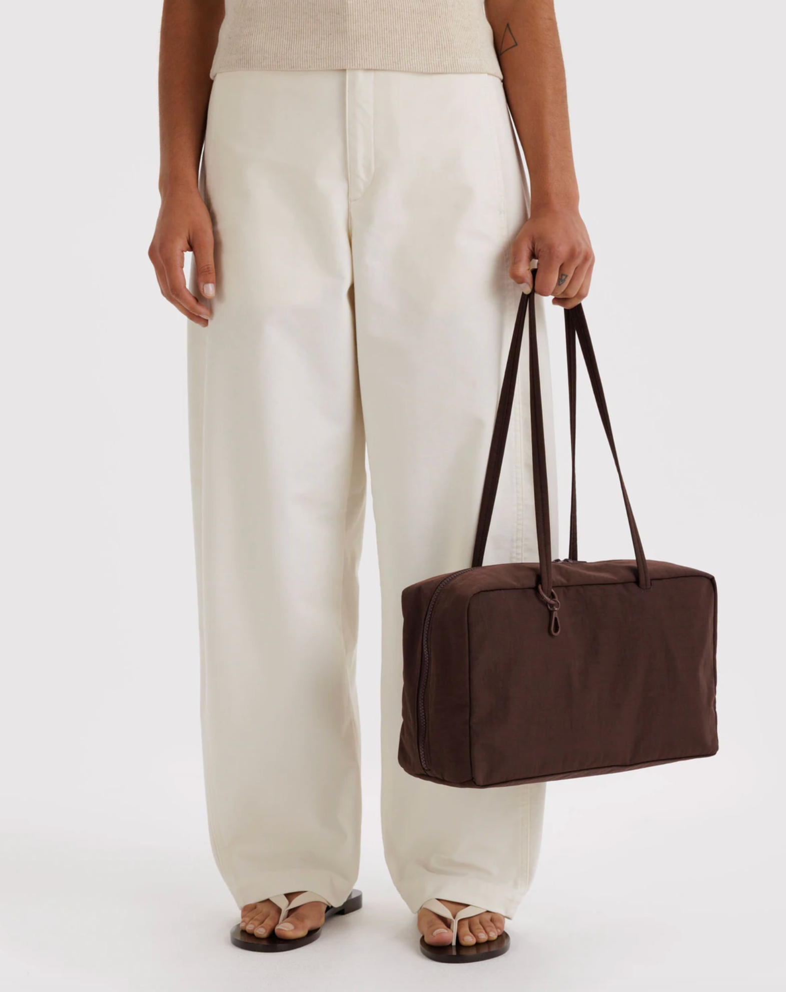 Nylon Bowler Bag M Coffee