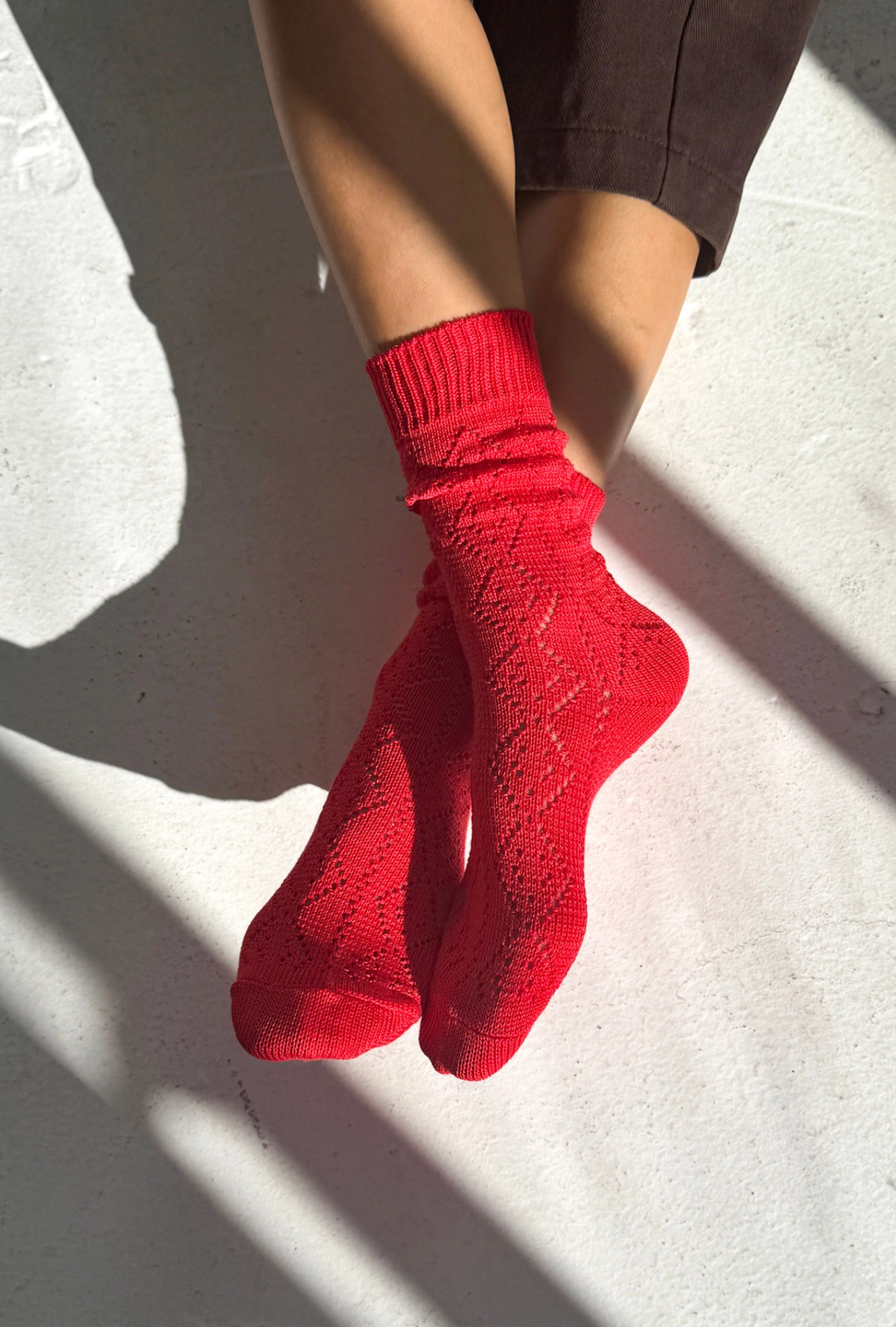 Model Eyelet Socks Poppy Red