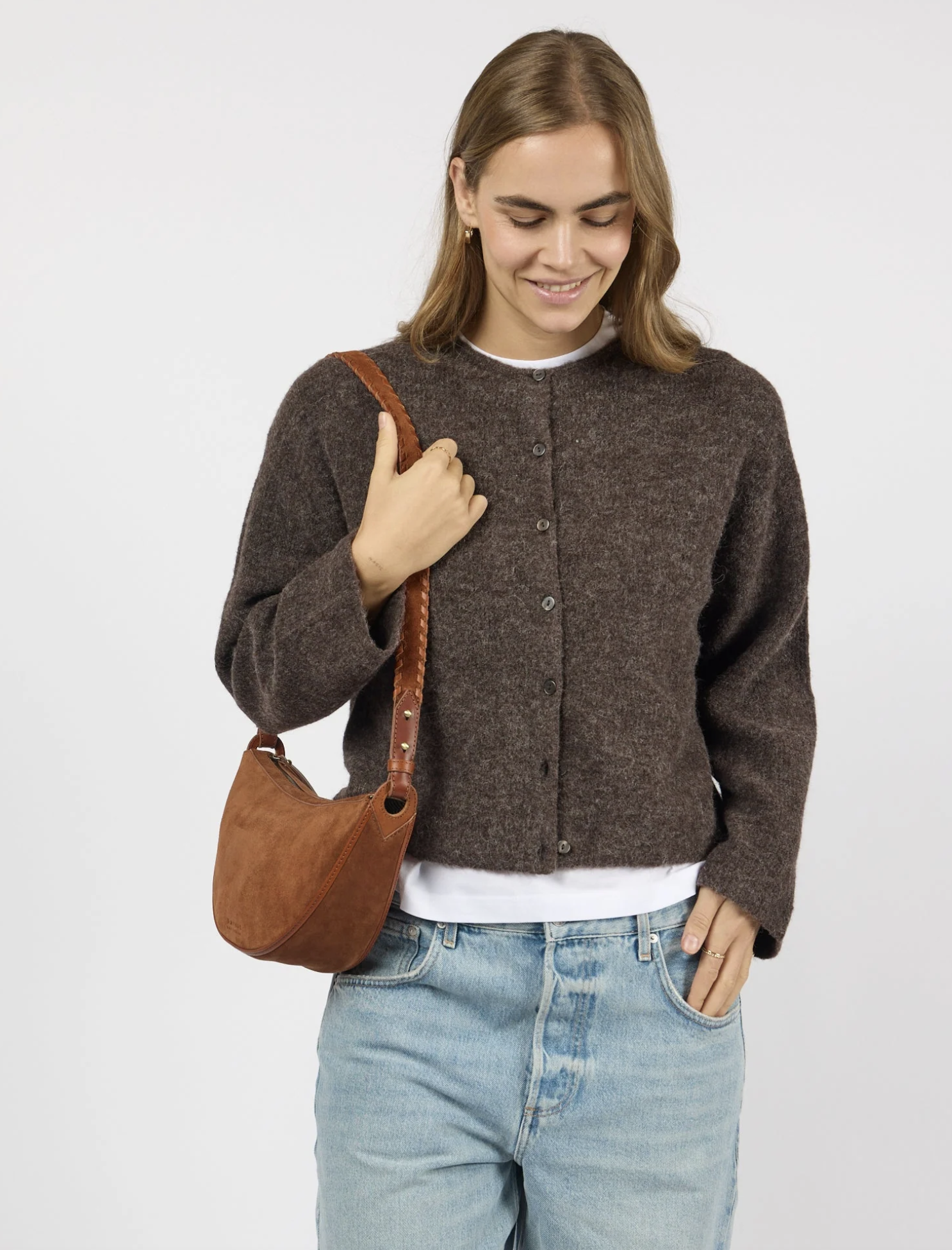 Leo Crossbody Cognac Suede Classic Leather