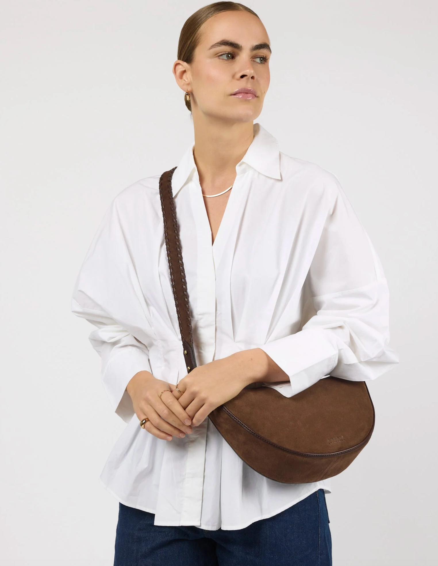 Leo Crossbody Chocolate Suede Classic Leather