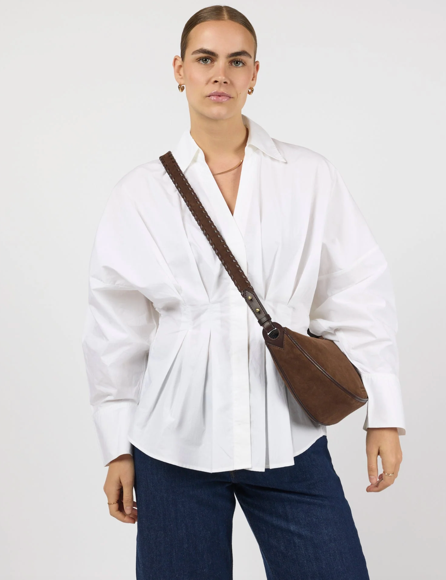 Leo Crossbody Chocolate Suede Classic Leather