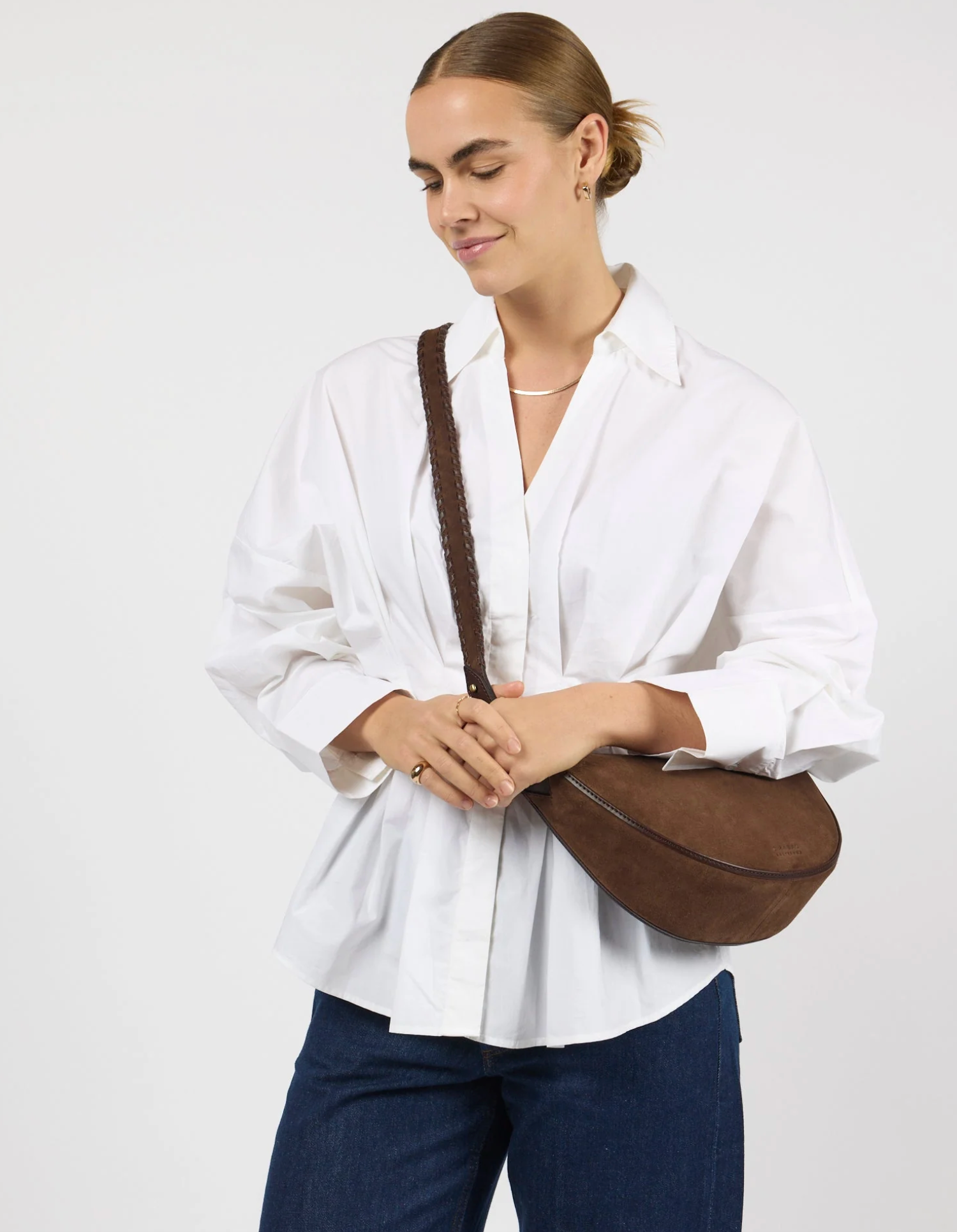 Leo Crossbody Chocolate Suede Classic Leather