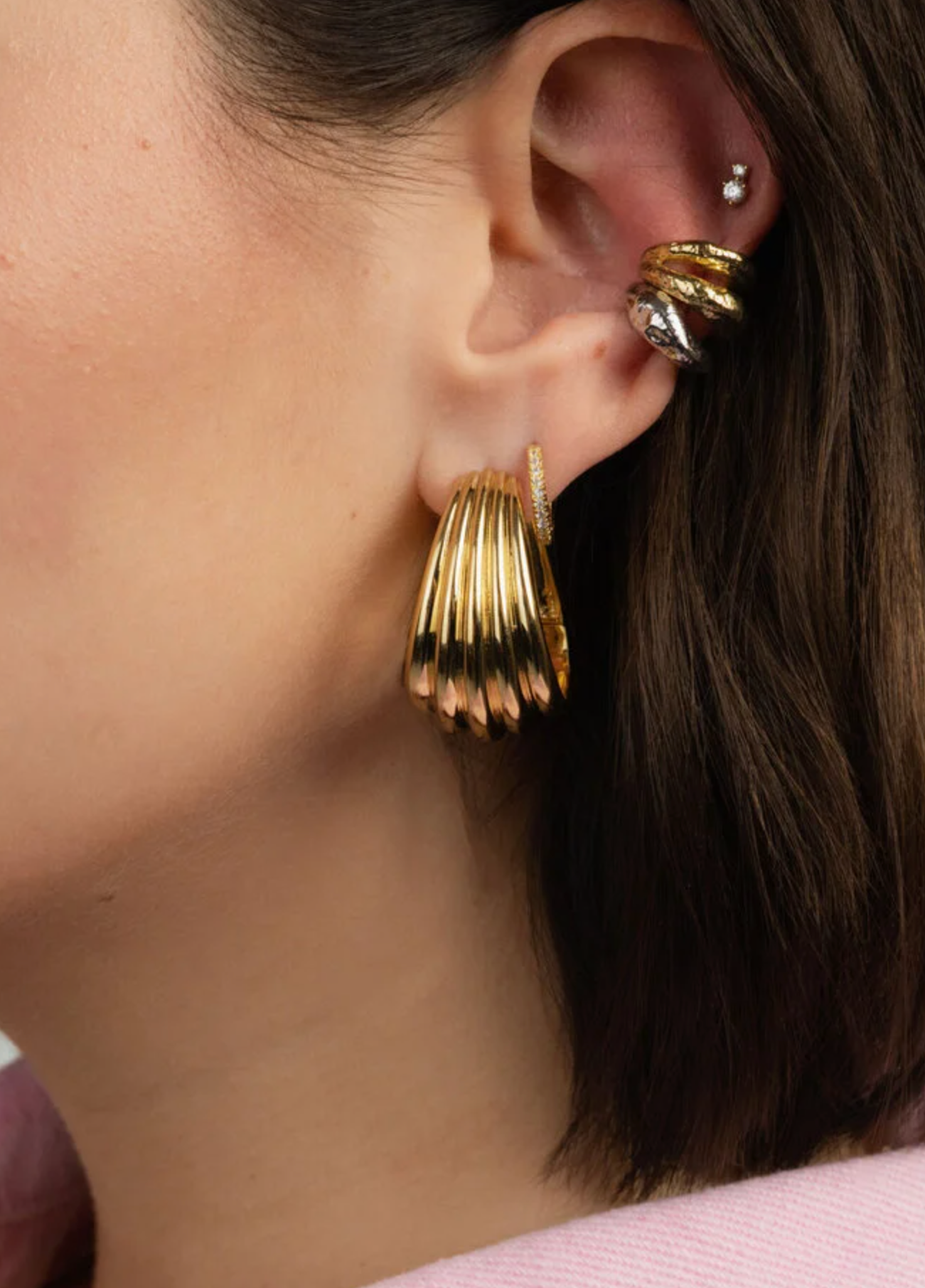 June Hammered Ear Cuf Zilver