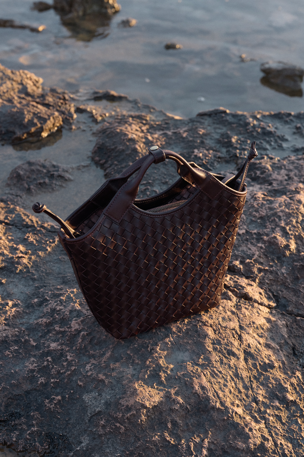 Mara Midi Chocolate Woven Classic Leather