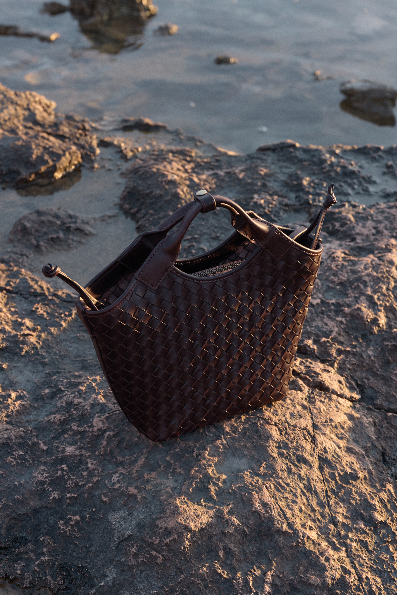 Mara Midi Chocolate Woven Classic Leather