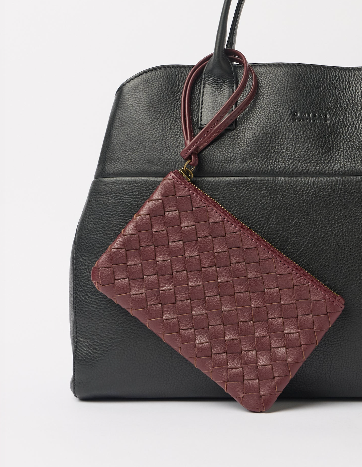 Lexi Midi Dark Cherry Woven Classic Leather