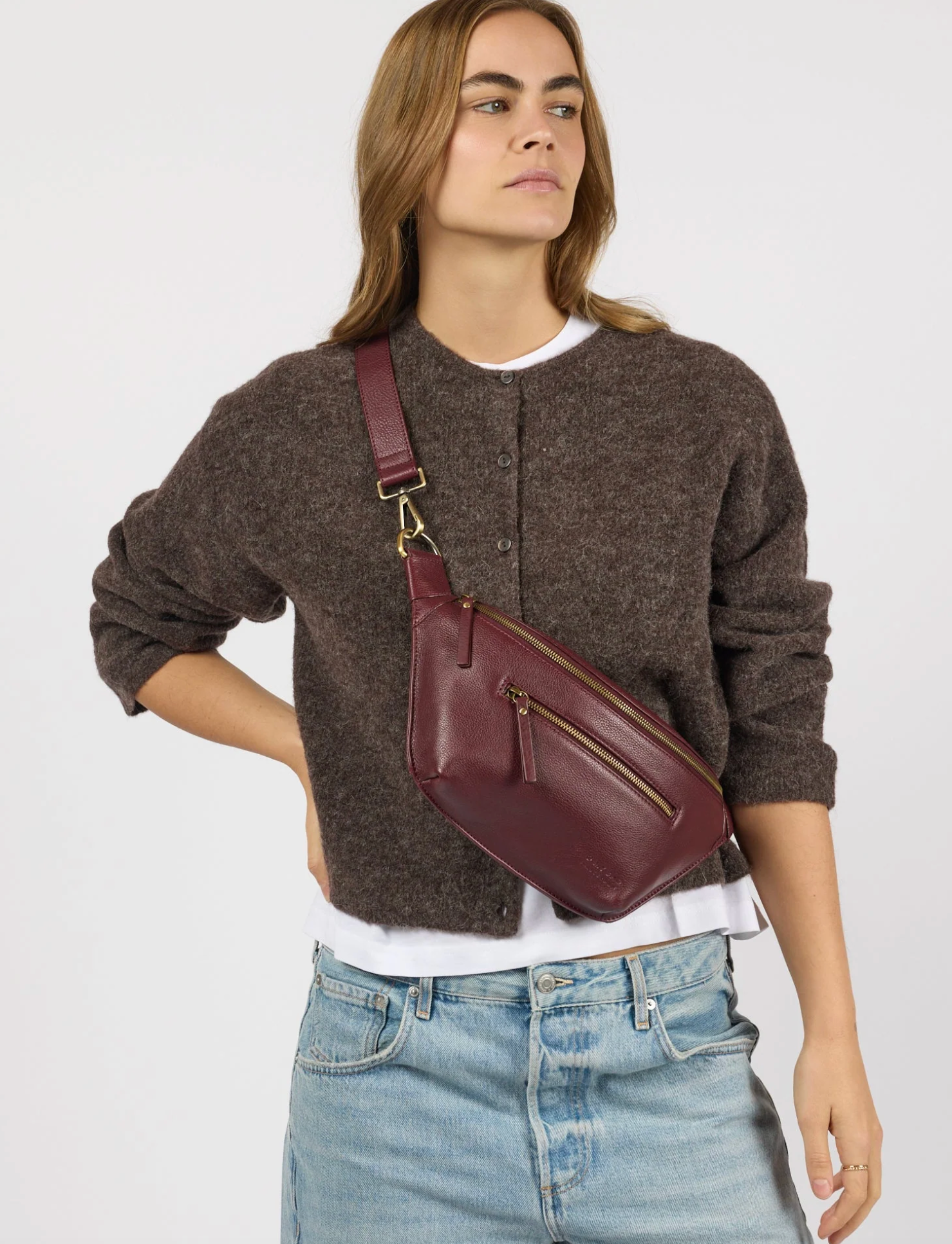 Drew Bumbag Dark Cherry Soft Grain Leather