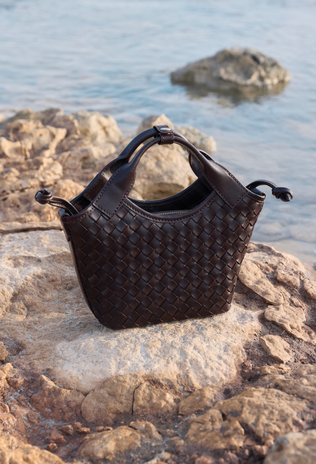 Mara Midi Chocolate Woven Classic Leather