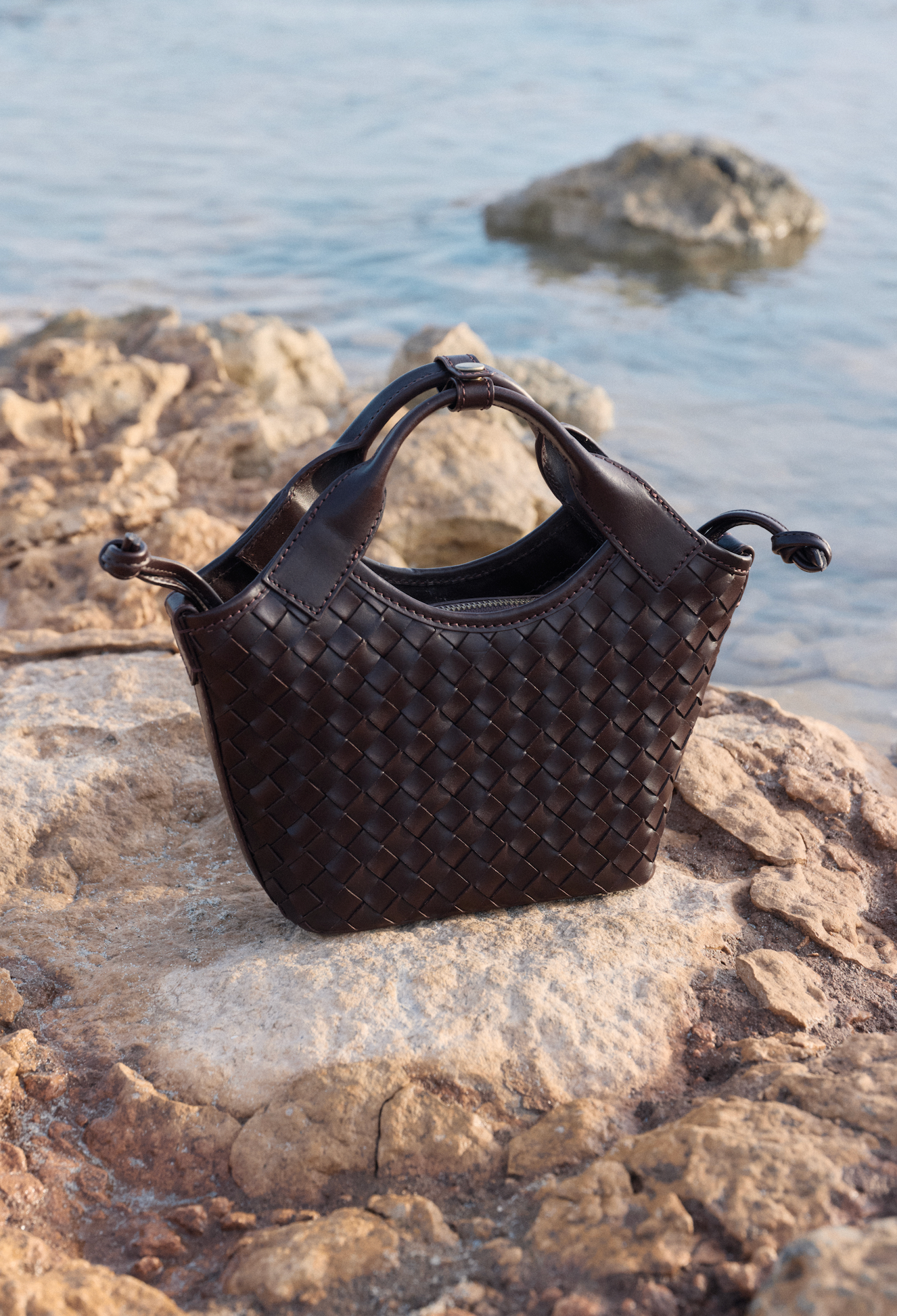 Mara Midi Chocolate Woven Classic Leather