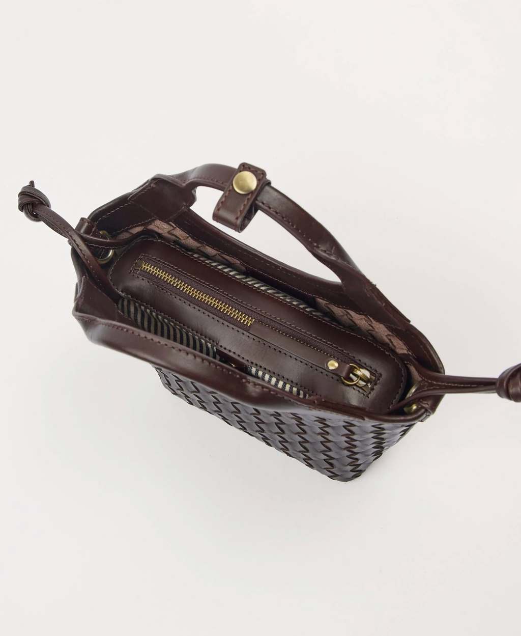 Mara Mini Chocolate Woven Classic Leather
