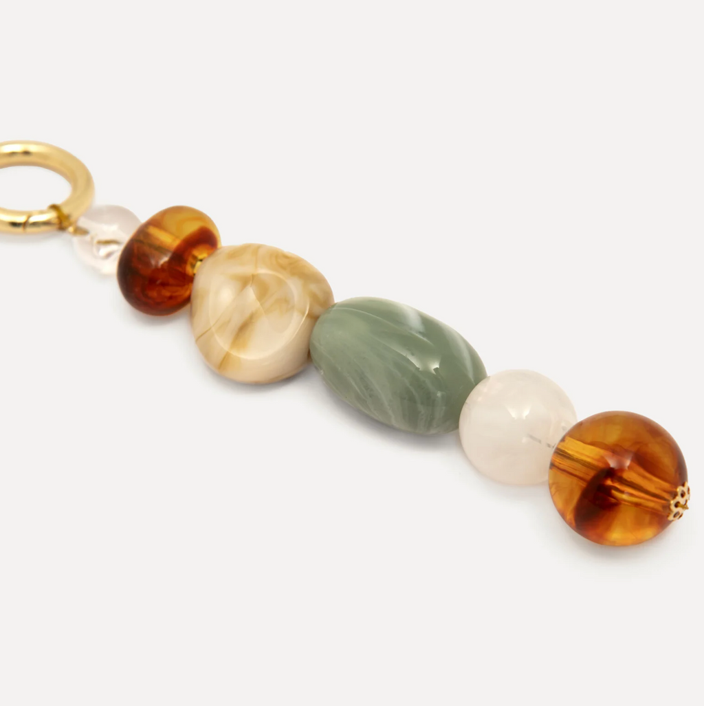 Bag Charm Stenen Groen/Wit