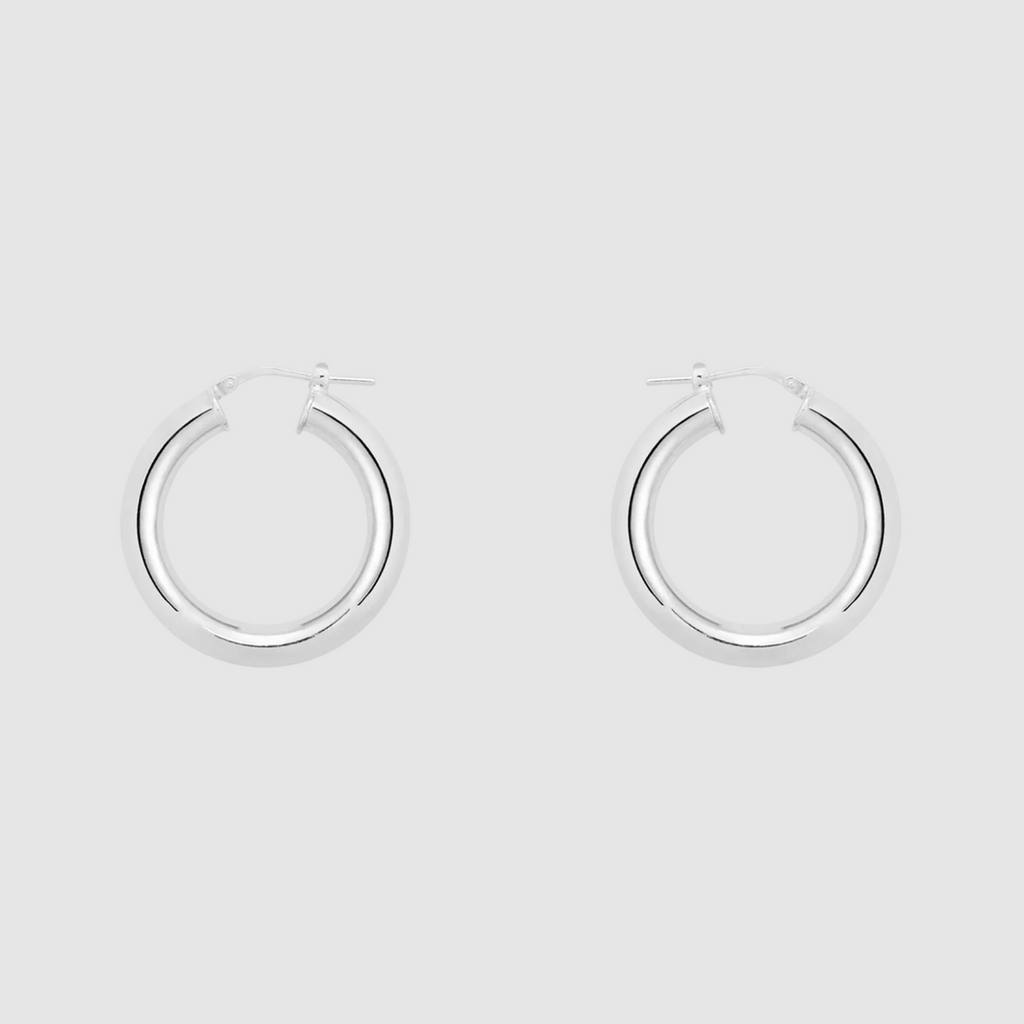 Thick Plain Hoop Oorringen Zilver