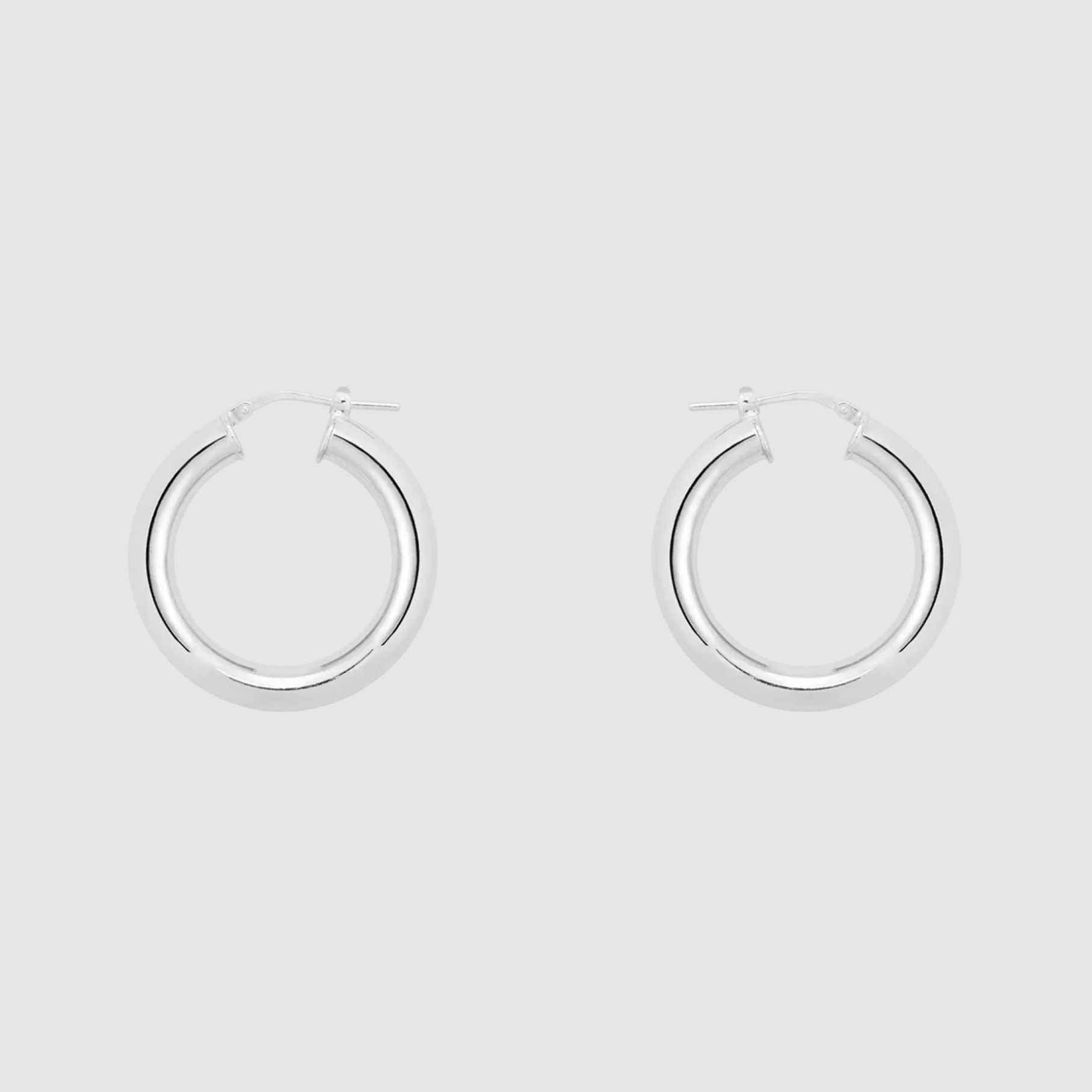 Thick Plain Hoop Oorringen Zilver