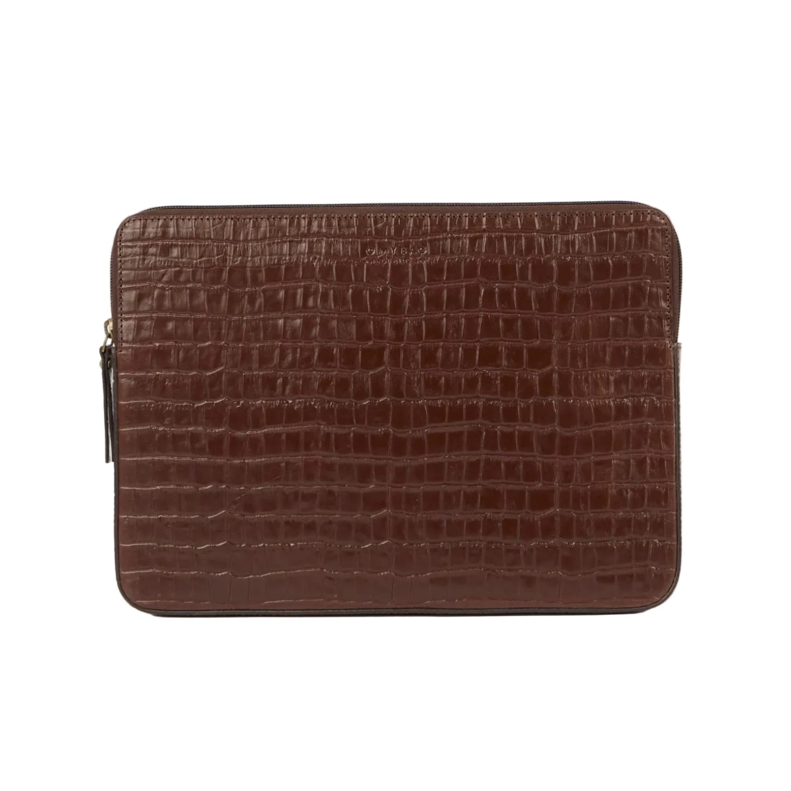 Laptop Sleeve Chocolate Croco Print Leather