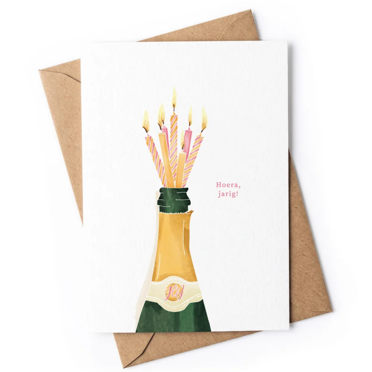 Verjaardag Champagnefles Wenskaart