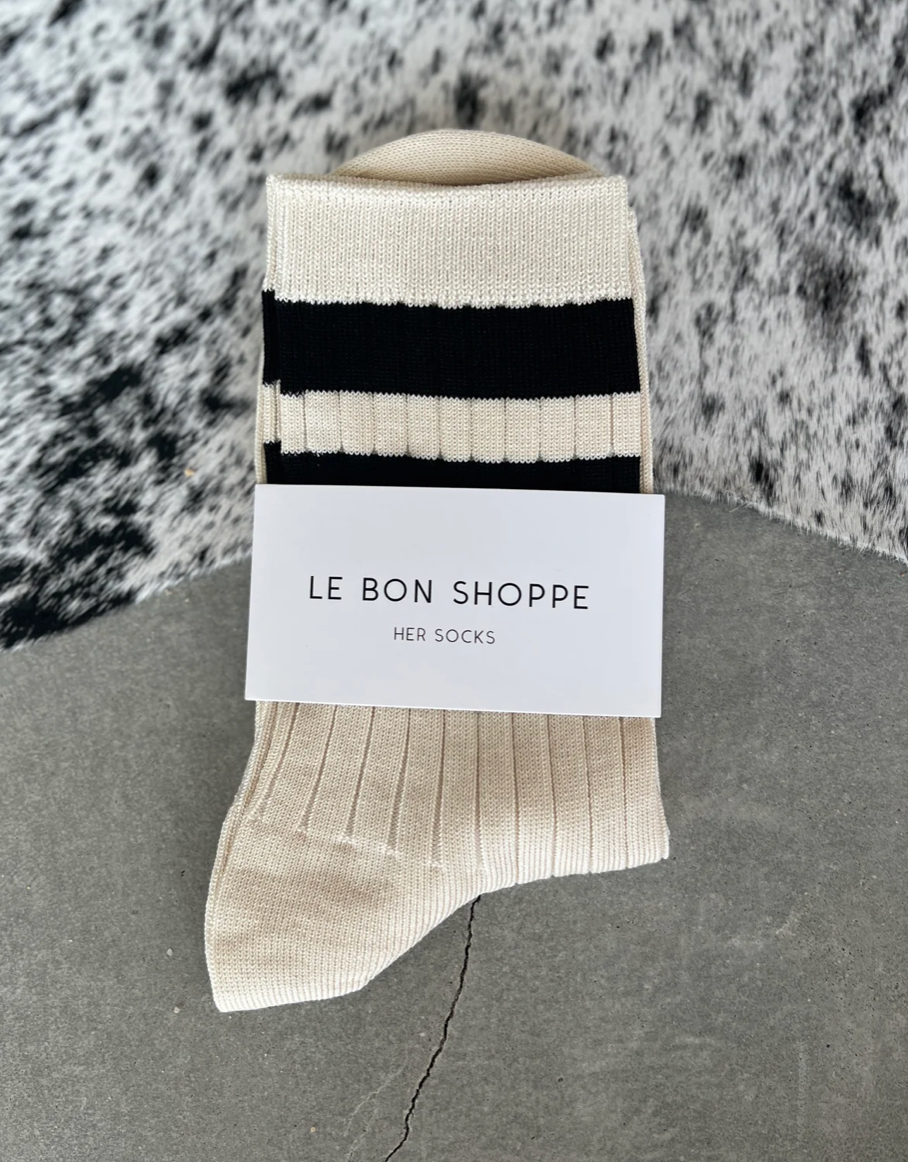 Her Socks Varsity Cream Black