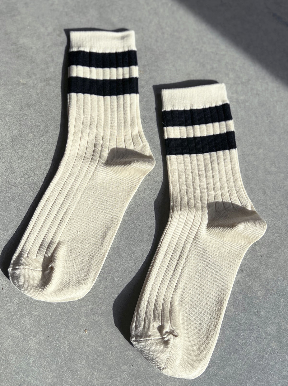 Her Socks Varsity Cream Black
