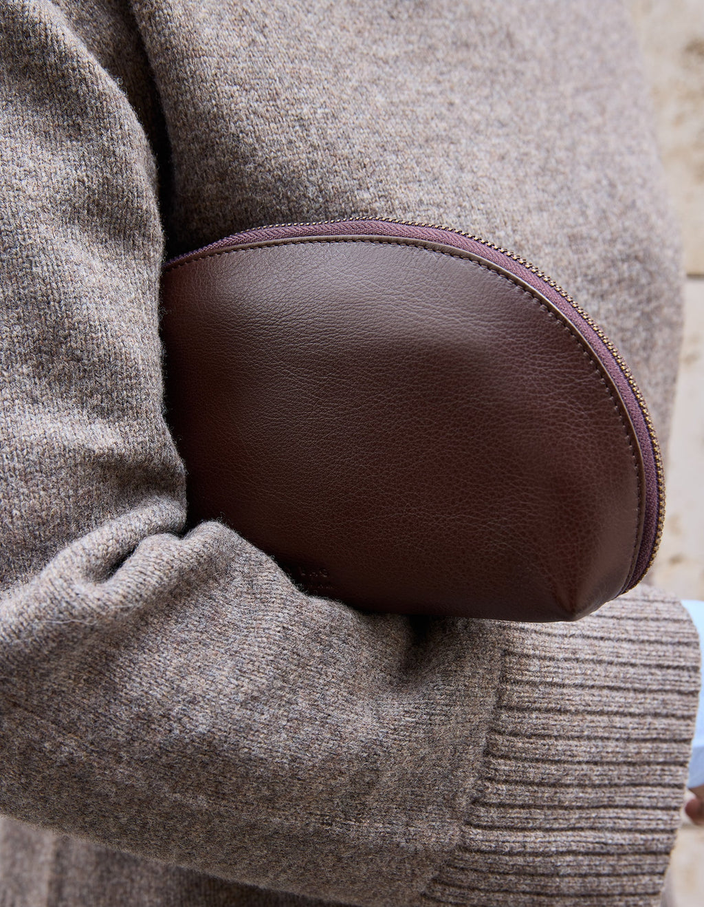 Make Up Case Chocolate Soft Grain Leather