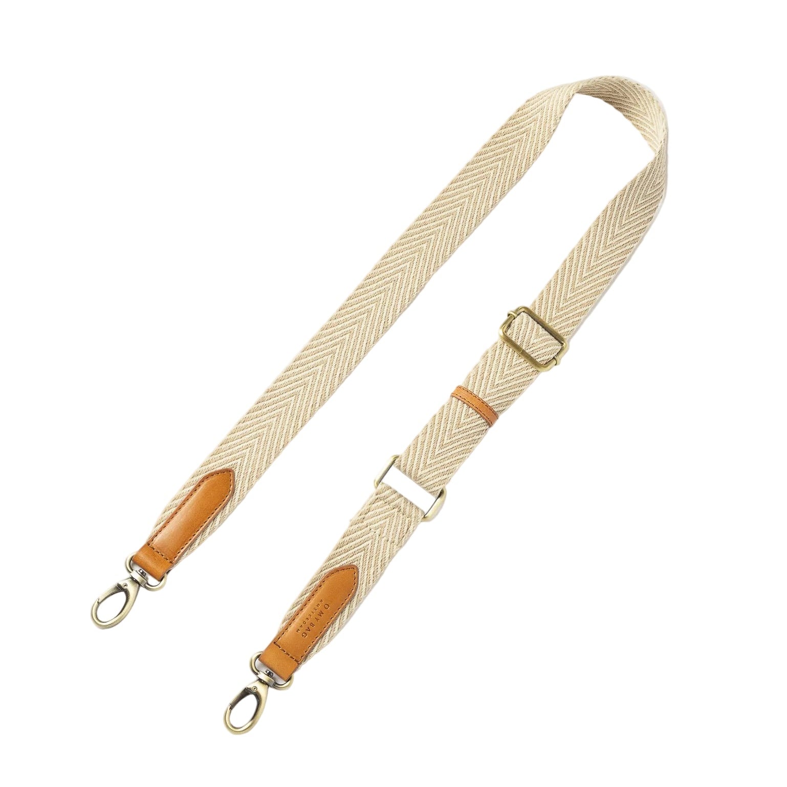 Herringbone Webbing Strap Sand & Cognac Classic Leather