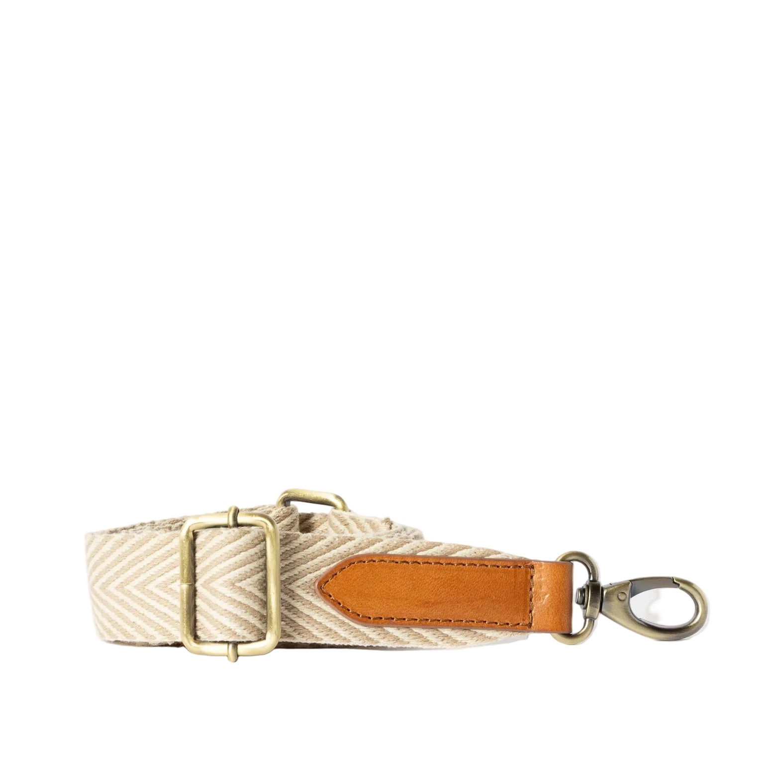 Herringbone Webbing Strap Sand & Cognac Classic Leather
