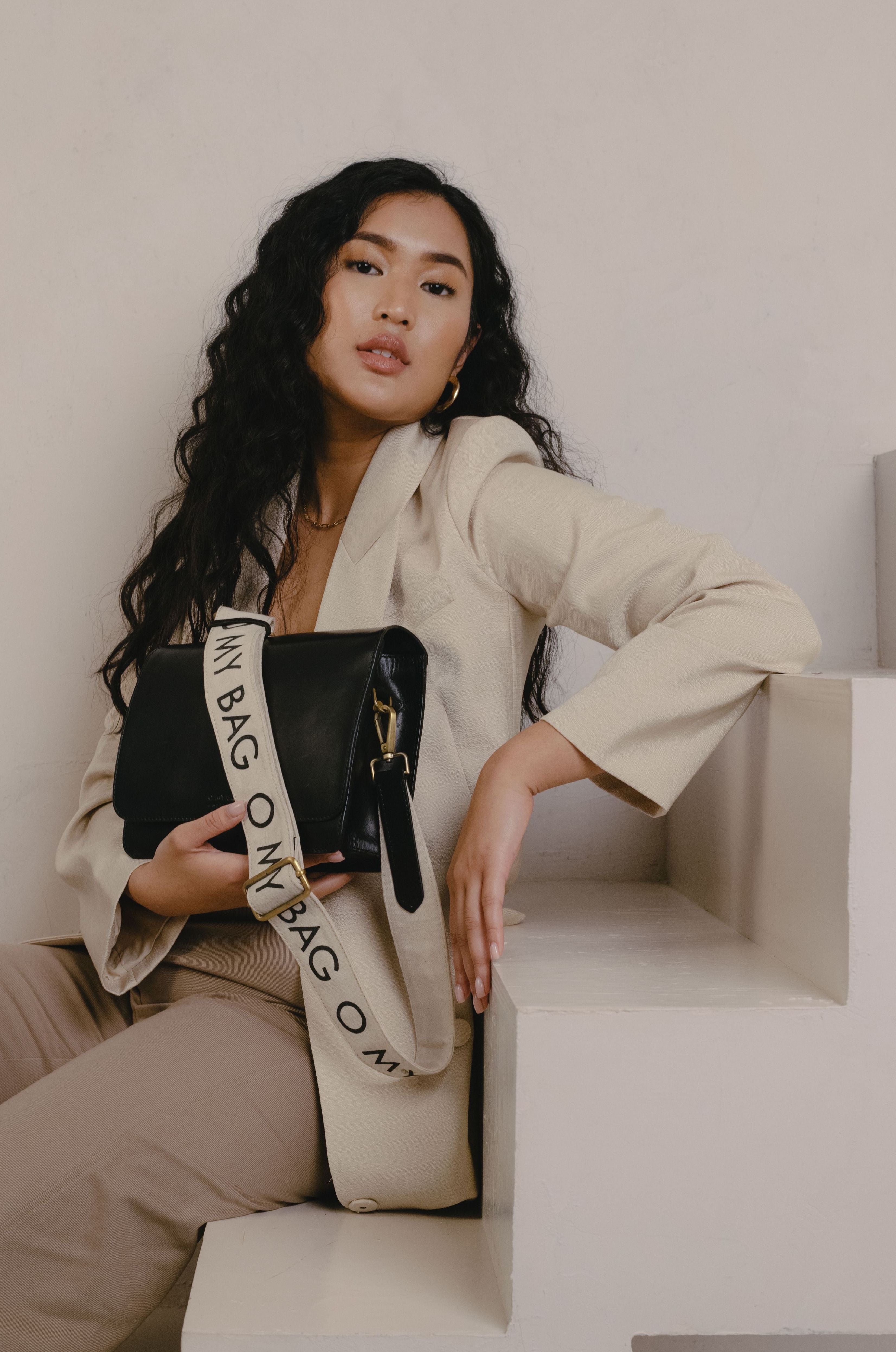 Canvas Logo Strap Black Long