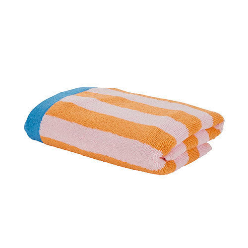 Handdoek Met Strepen Ecru/Oranje